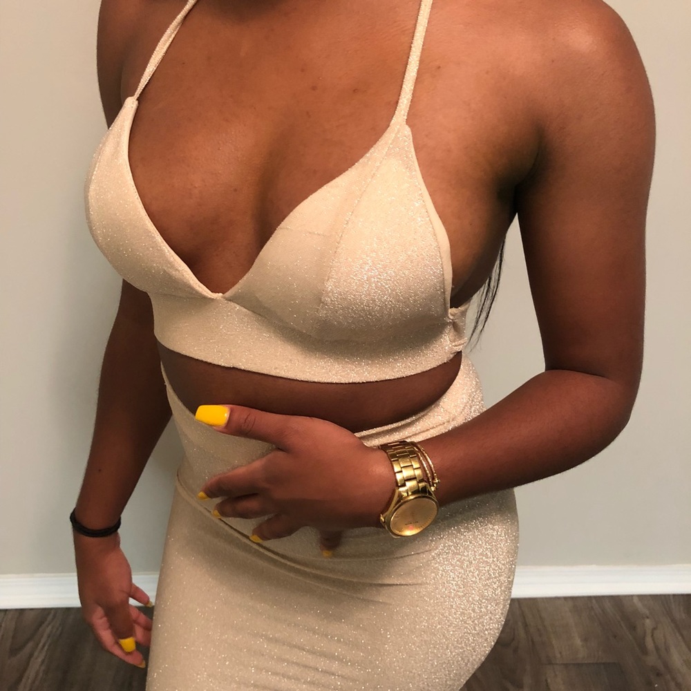 Gold 2-piece Shimmery Top and Skirt